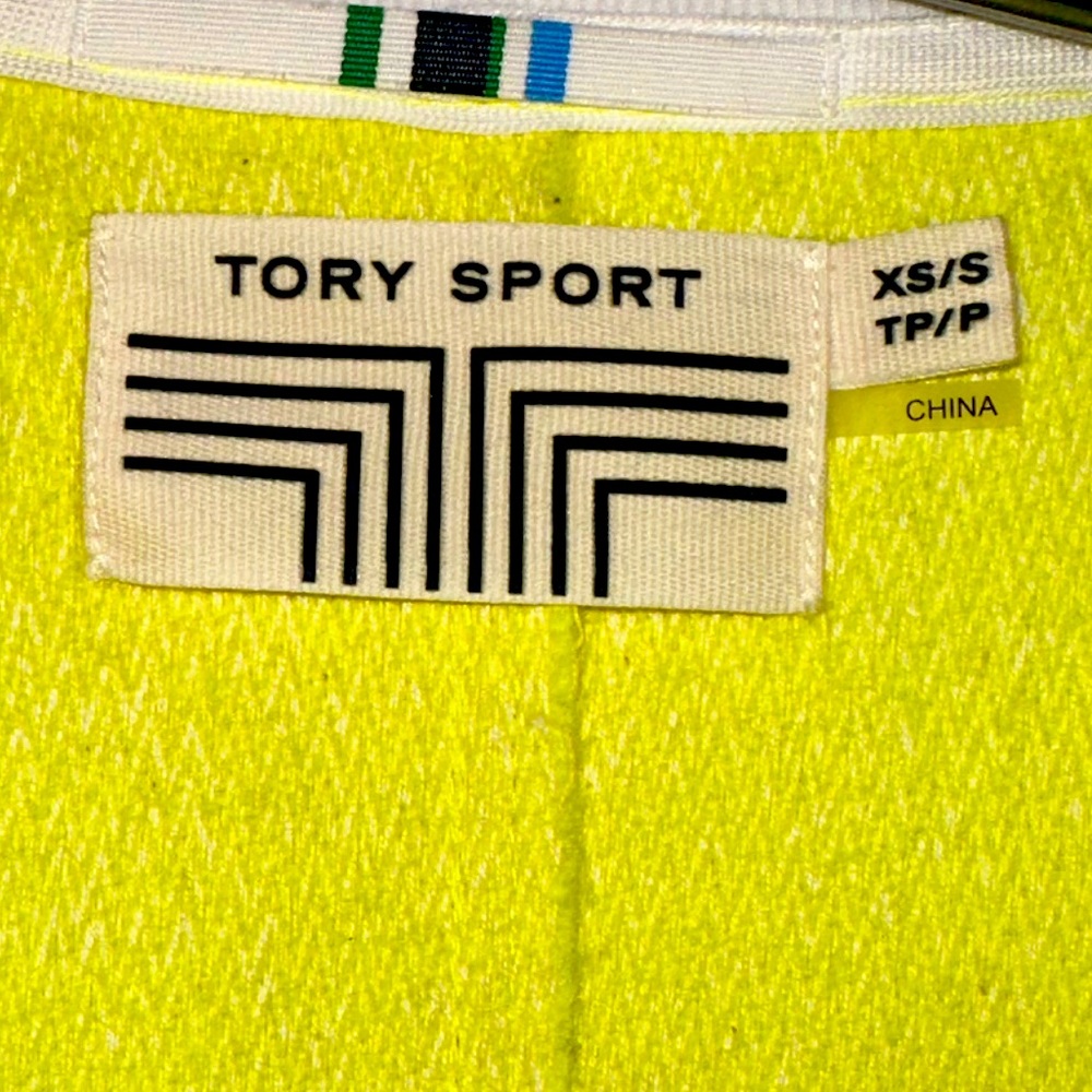 Tory Burch bomber neon yellow bomber jacket.
